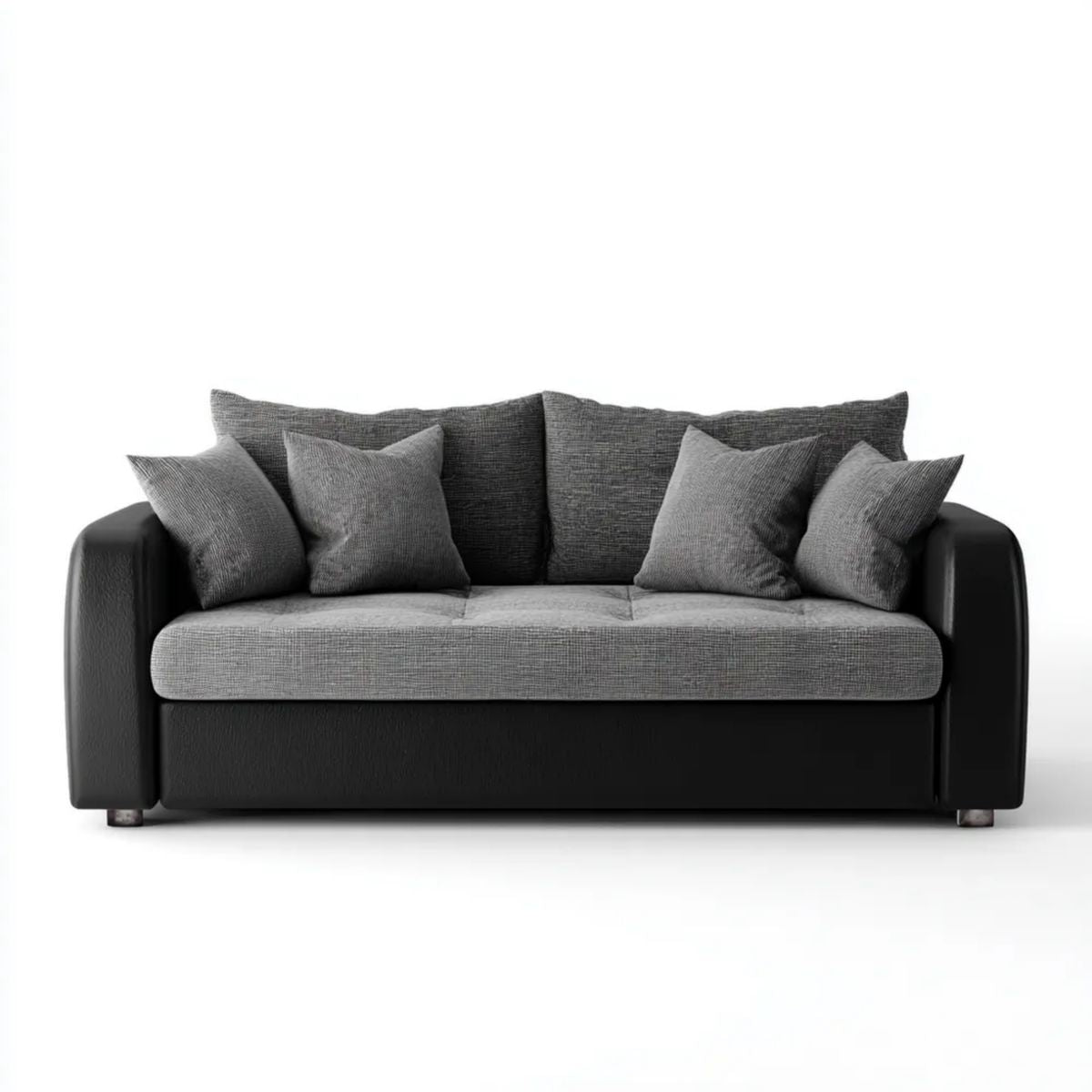 Sofa, 2-osobowa sofa ciemnoszara i czarna poliester i PU, 180 x 90 x 85 cm
