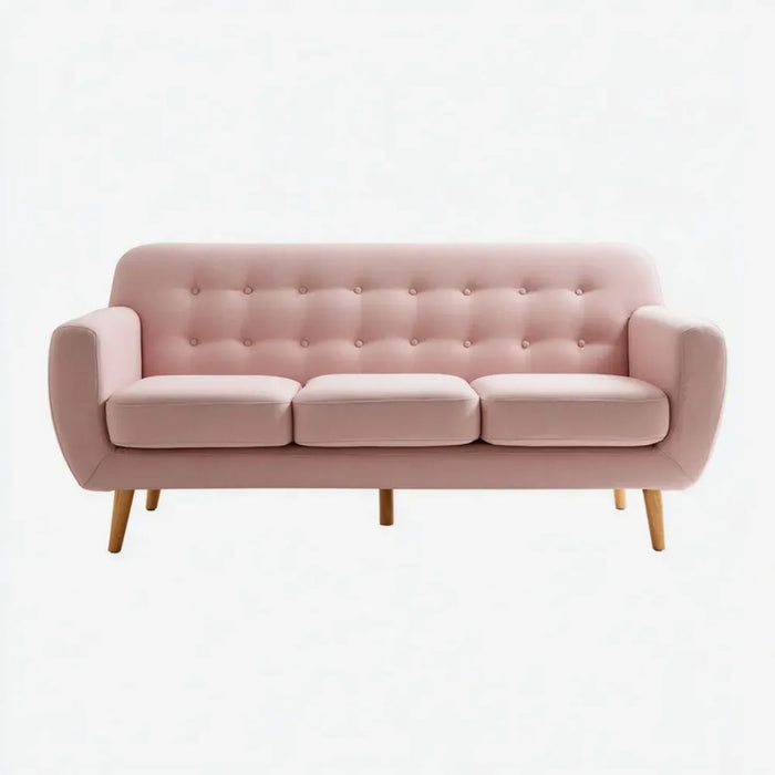 Sofa, 3-osobowa poliester sofa z lity z drewna nogi, 190 x 80 x 85 cm
