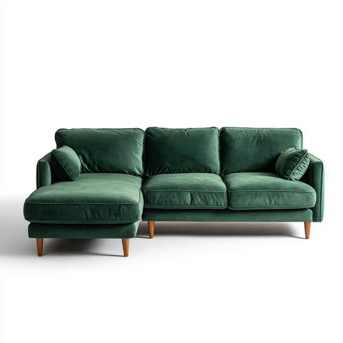 Sofa, 3-osobowa sofa w ciemnozielony poliester ephelvelt, 230 x 150 x 85 cm, lewy szezlong