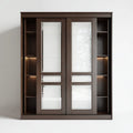 Szafa 2-drzwiowa przesuwne ciemnobrązowe 180 x 60 x 220 cm MDF z prostokątnymi lusterkami