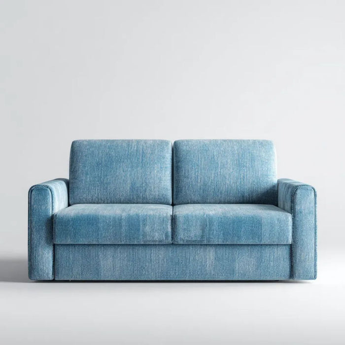 Sofa, 2 kwadraty kwadratowe prostokątna sofa w niebieskiej tkaniny, 160 x 85 x 85 cm