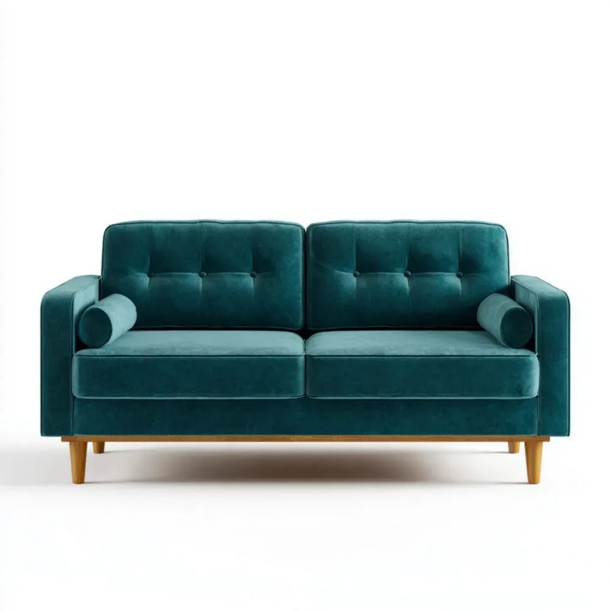 Sofa, 2-osobowa w sofie w samogłoski z kaczki brązowy z drewnianymi nóżkami, 160 x 83 x 84 cm